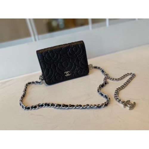 chanel klassieke clutch met ketting Lamsleer goudkleurig metaal AP3318 zwart