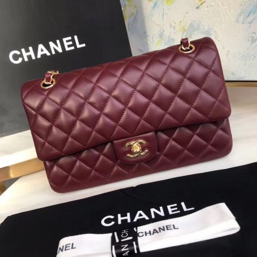 chanel klassieke handtas Lamsleer goud Metaal A01112 Bourgondië