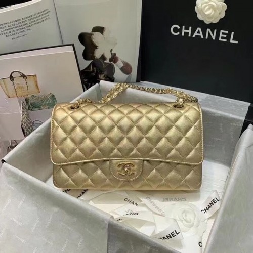 chanel klassieke handtas Lamsleer goud Metaal A01112 goud