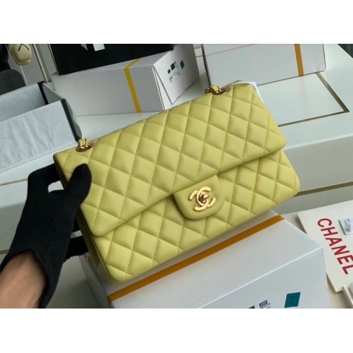 chanel klassieke handtas Lamsleer goud Metaal A01112 citroen