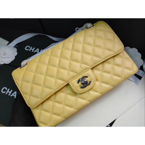 chanel flap bag Iridescent generfd kalfsleer & zilver metaal -Toon AS1112 geel