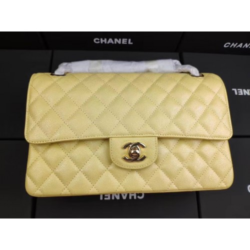 chanel flap bag Iridescent generfd kalfsleer & goudkleurig AS1112 geel
