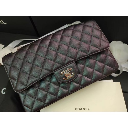 chanel flap bag Iridescent generfd kalfsleer & goudkleurig AS1112 zwart