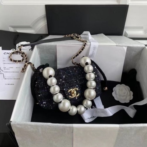 chanel flap bag Tweed 0593 zwart