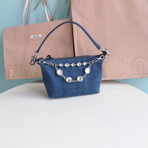 miu miu denim schoudertas 5NB841-1 blauw