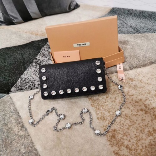 miu miu matelasse nappa lederen clutch 5DH044 zwart
